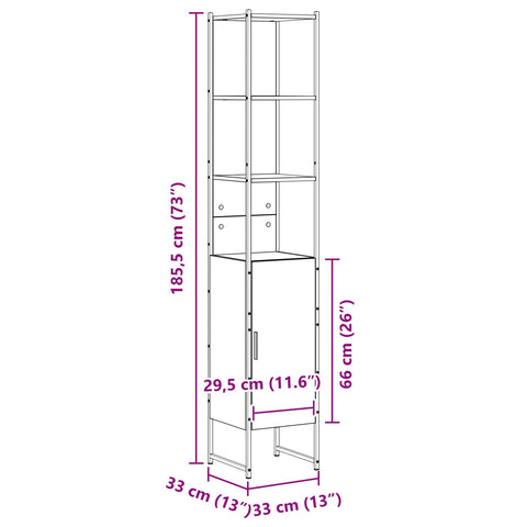 Badezimmer Schrank Sonoma Eiche 33x33x185,5 cm Ingenieurholz