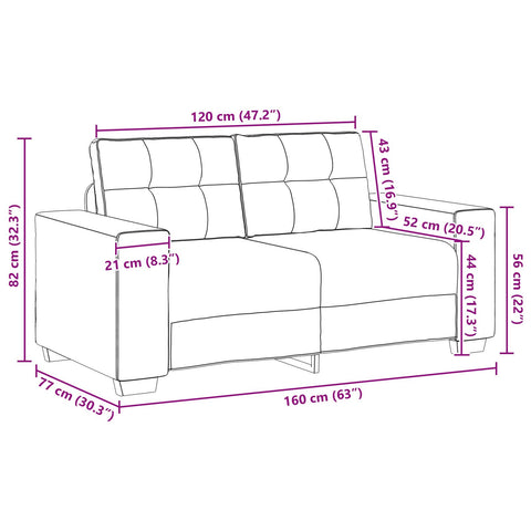 2-teiliges Sofa Set mit Kissen aus taupe Stoff