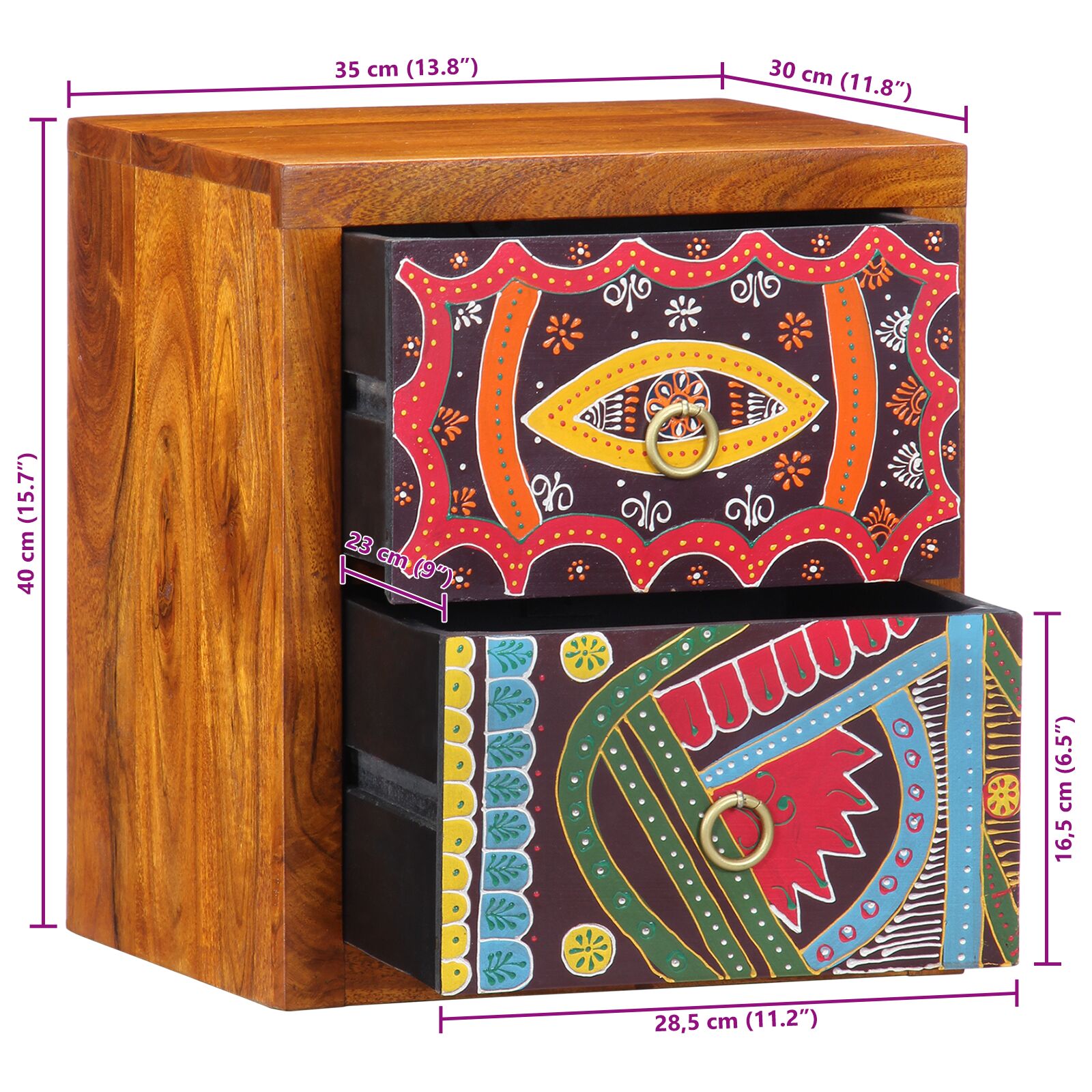 Nachttisch 35x30x40 cm Massivholz Akazie