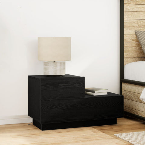 Nachttisch mit LED-Lichtern Schwarz Eiche 70 x 36 x 40,5 cm