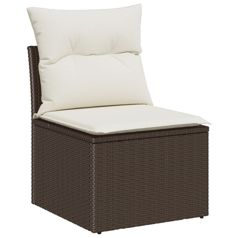 10 teiliges Garten Sofa Set mit Kissen Braunes Poly Rattan
