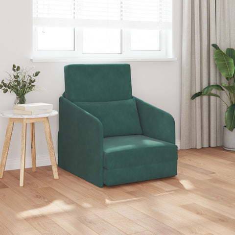 Boden-Sofa-Bett 2-in-1 Dunkelgrün 65x80x83 cm Samt
