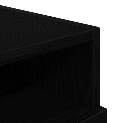 Nachttisch mit LED-Lichtern Schwarz Eiche 40x39x37 cm
