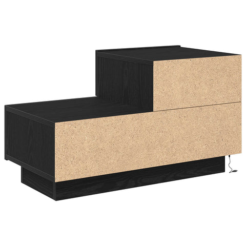 Nachttisch mit LED-Lichtern Schwarz Eiche 70 x 36 x 40,5 cm