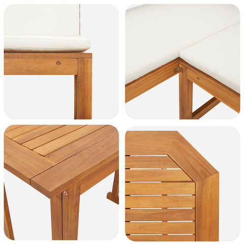 3-teiliges Garten-Bistro-Set mit Kissen aus massiven Akazienholz