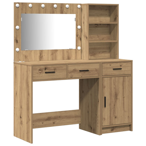 2-tlg. Schminktisch-Set mit LED-Leuchten Artisan Eiche