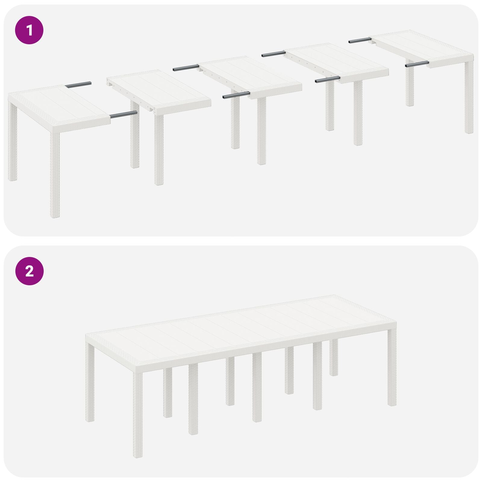 11-teiliges Garten Essgruppe mit Kissen Weiß Poly-Rattan