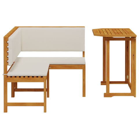 2-teiliges Garten-Esszimmer-Set mit Kissen aus massivem Akazienholz