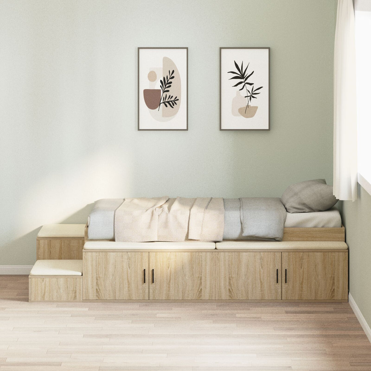 Aufbewahrungsbettgestell Sonoma Eiche 75x190 cm
