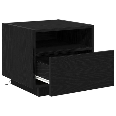 Nachttisch mit LED-Lichtern Schwarz Eiche 40x39x37 cm