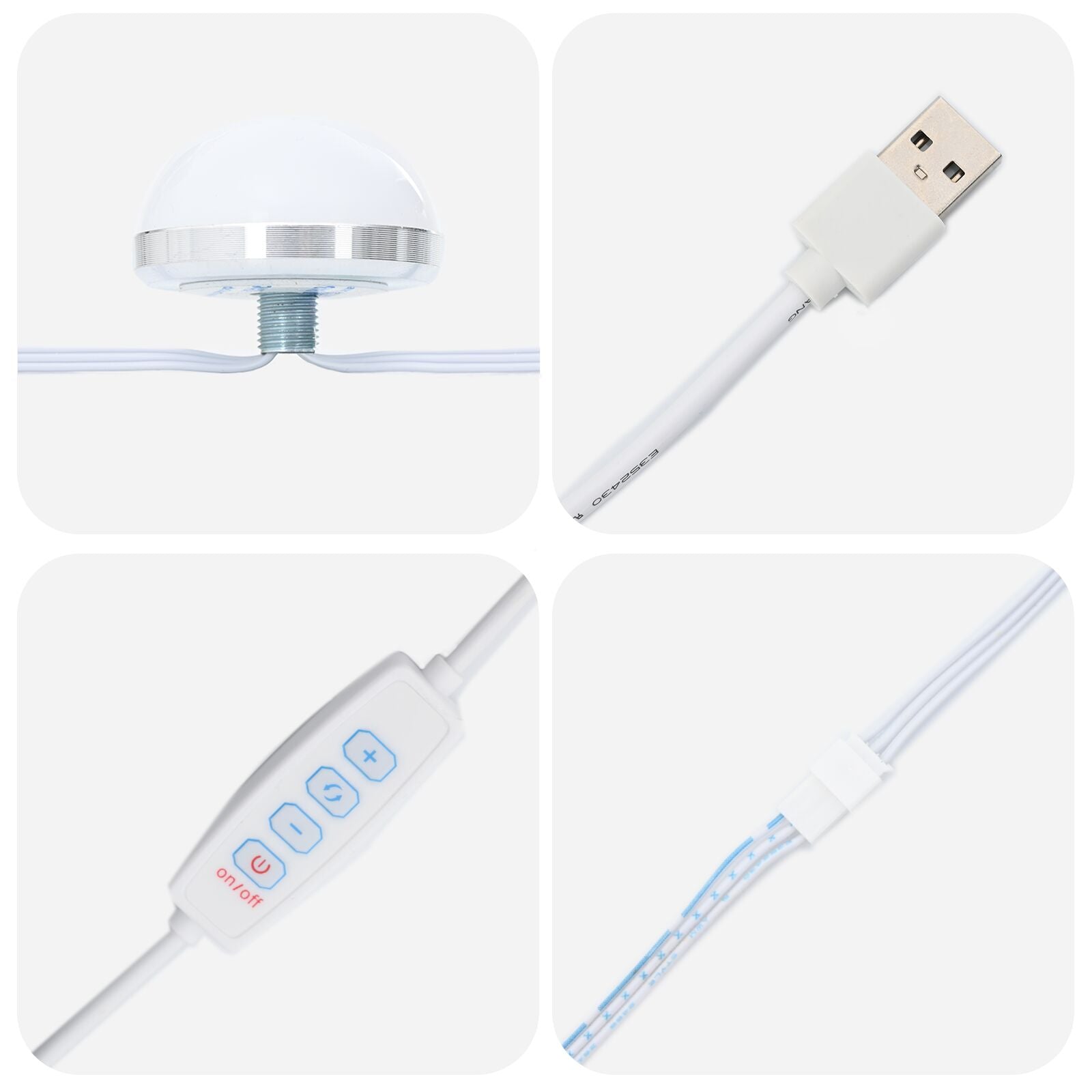 2-tlg. Schminktisch-Set mit LED-Leuchten Altholz-Optik
