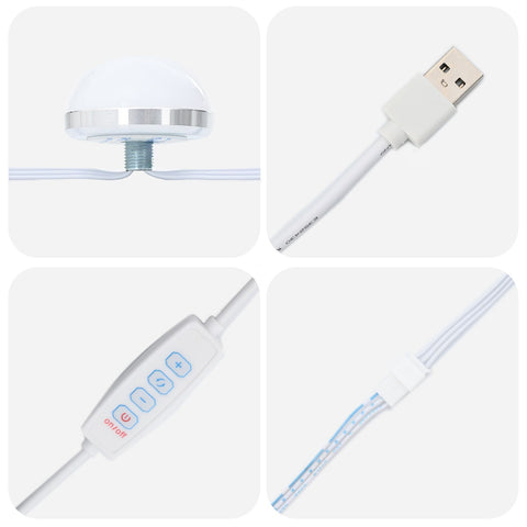 2-tlg. Schminktisch-Set mit LED-Leuchten Altholz-Optik