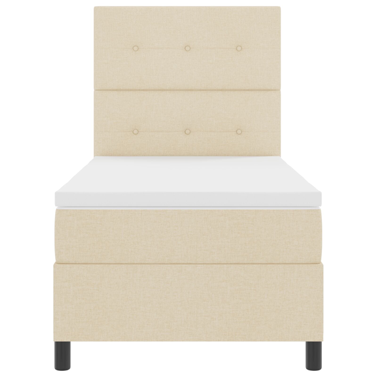 Beige Boxspringbett mit Matratze 90x200 cm aus Stoff