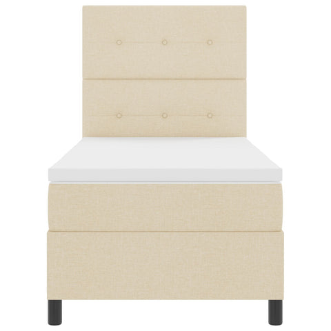Beige Boxspringbett mit Matratze 90x200 cm aus Stoff