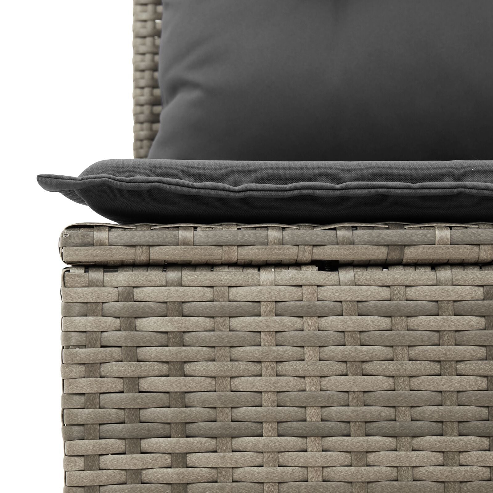 10-teiliges Garten Esstisch Set mit Kissen Grau Poly Rattan Akazie