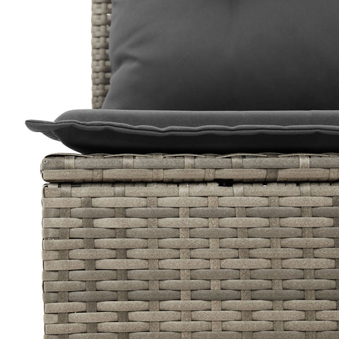 10-teiliges Garten Esstisch Set mit Kissen Grau Poly Rattan Akazie