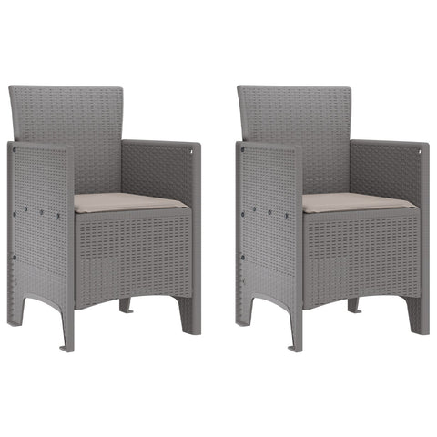 3-teilige Garten Essgruppe mit Kissen Helles Grau Poly-Rattan