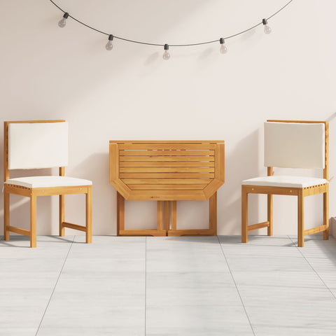 3-teiliges Garten-Bistro-Set mit Kissen aus massiven Akazienholz