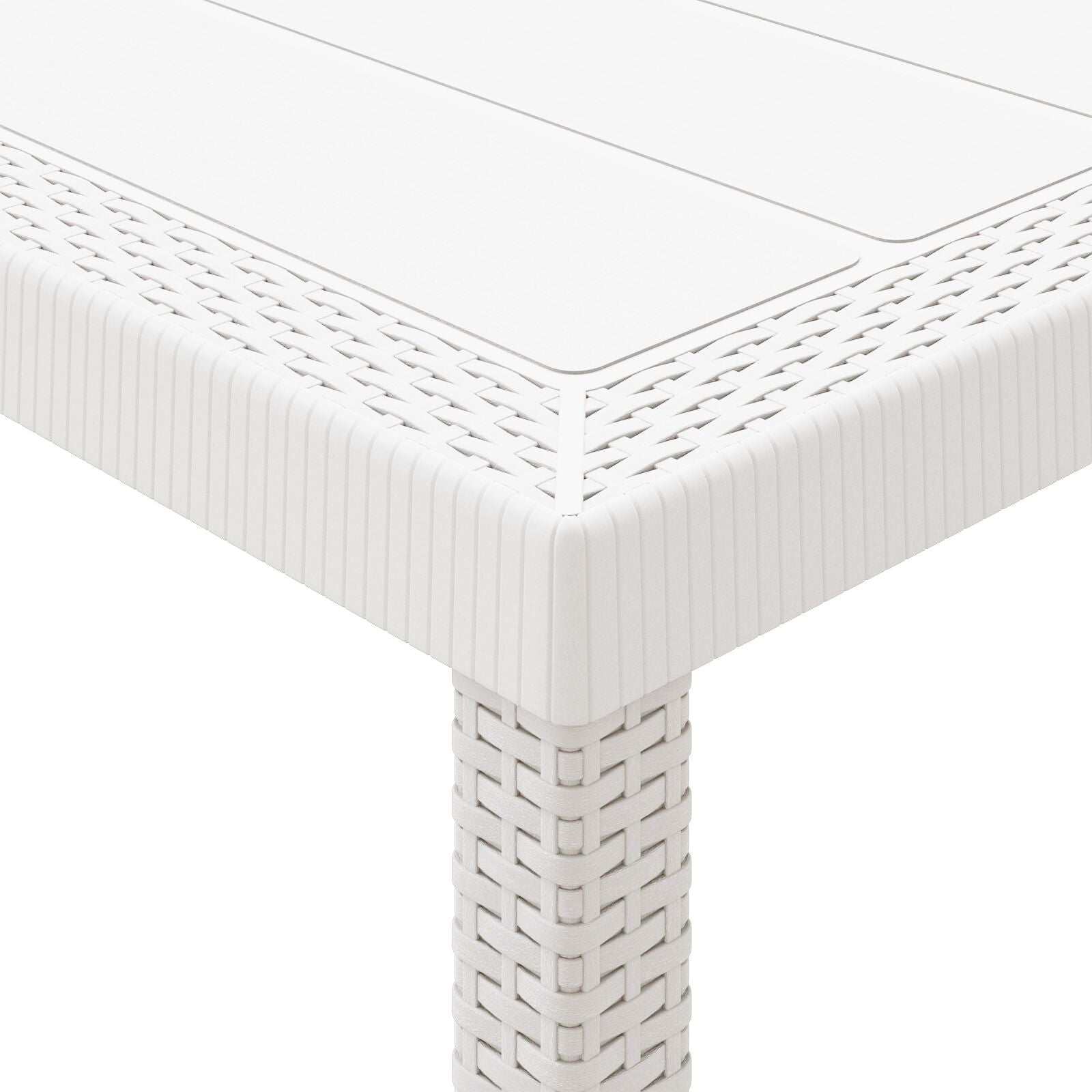 3-teiliges Garten Esstisch Set Weiß Poly Rattan