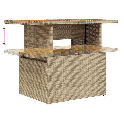 10-teiliges Garten Essset mit Kissen Beige Poly-Rattan Akazie
