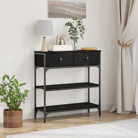Konsolentisch Schwarz Eiche 72,5x25x75 cm Holzwerkstoff & Stahl