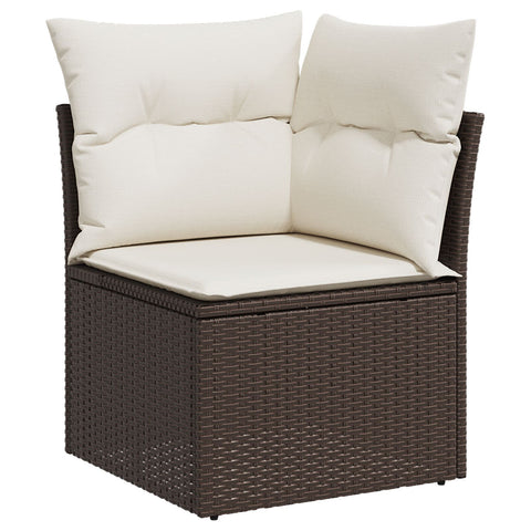 10 teiliges Garten Sofa Set mit Kissen Braunes Poly Rattan