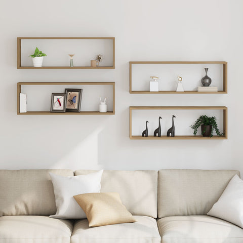4er Set Wandregale Artisan Eiche 80x15x26 cm Holzwerkstoff