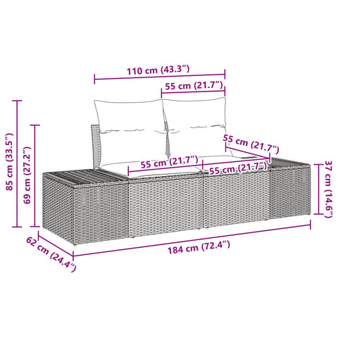 10-teiliges Garten Sofa Set mit Kissen Beige Poly Rattan