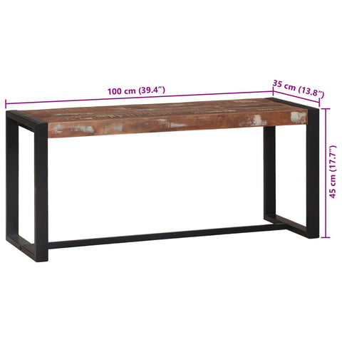 Bank Bunt Massivholz Altholz 100 x 35 x 45 cm Aussage-Stück
