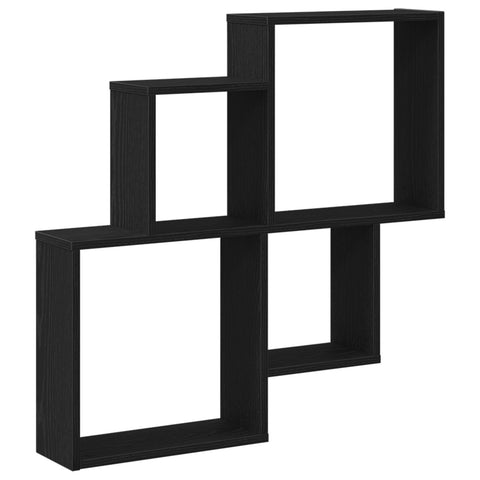 Wandregal schwarz Eiche 80x15x78,5 cm Technik Holz