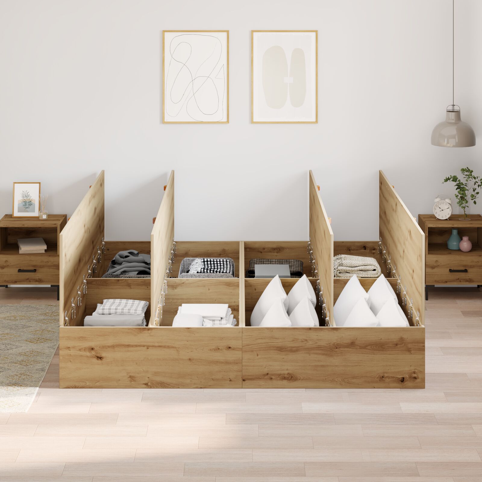 Aufbewahrungsbettgestell Artisan Eiche 200x200 cm