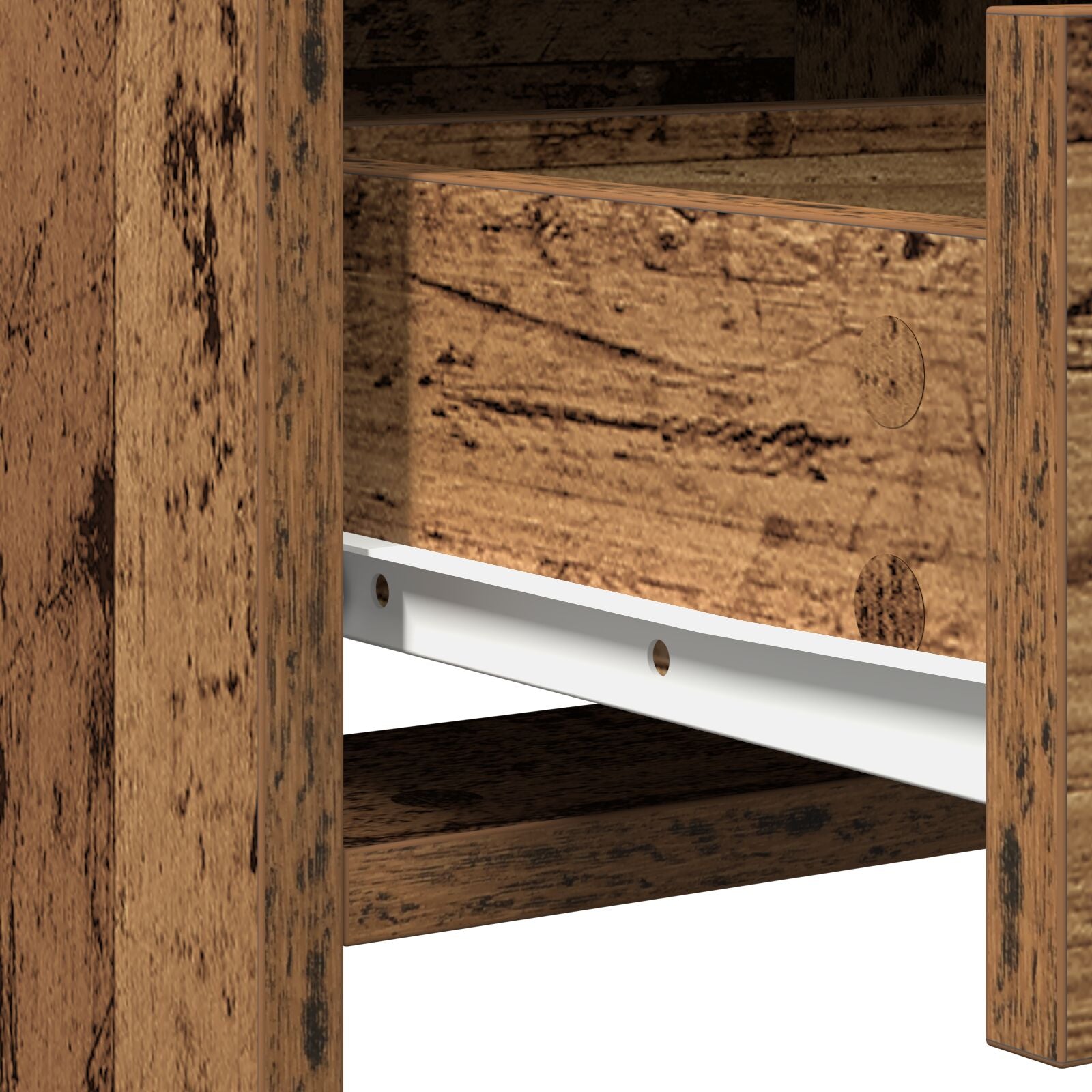 2-tlg. Schminktisch-Set mit LED-Leuchten Altholz Holzwerkstoff
