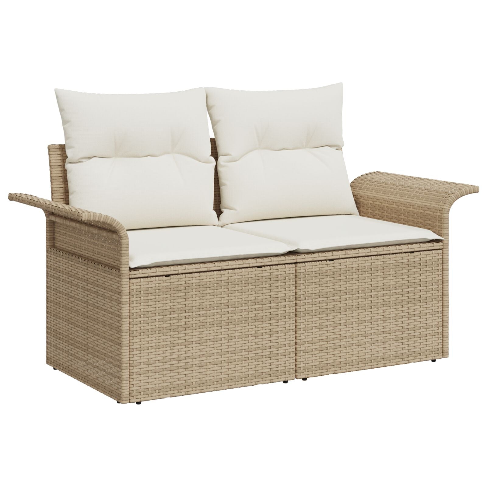 10-teilige Garten Essgruppe mit Kissen Beige Poly Rattan Akazie