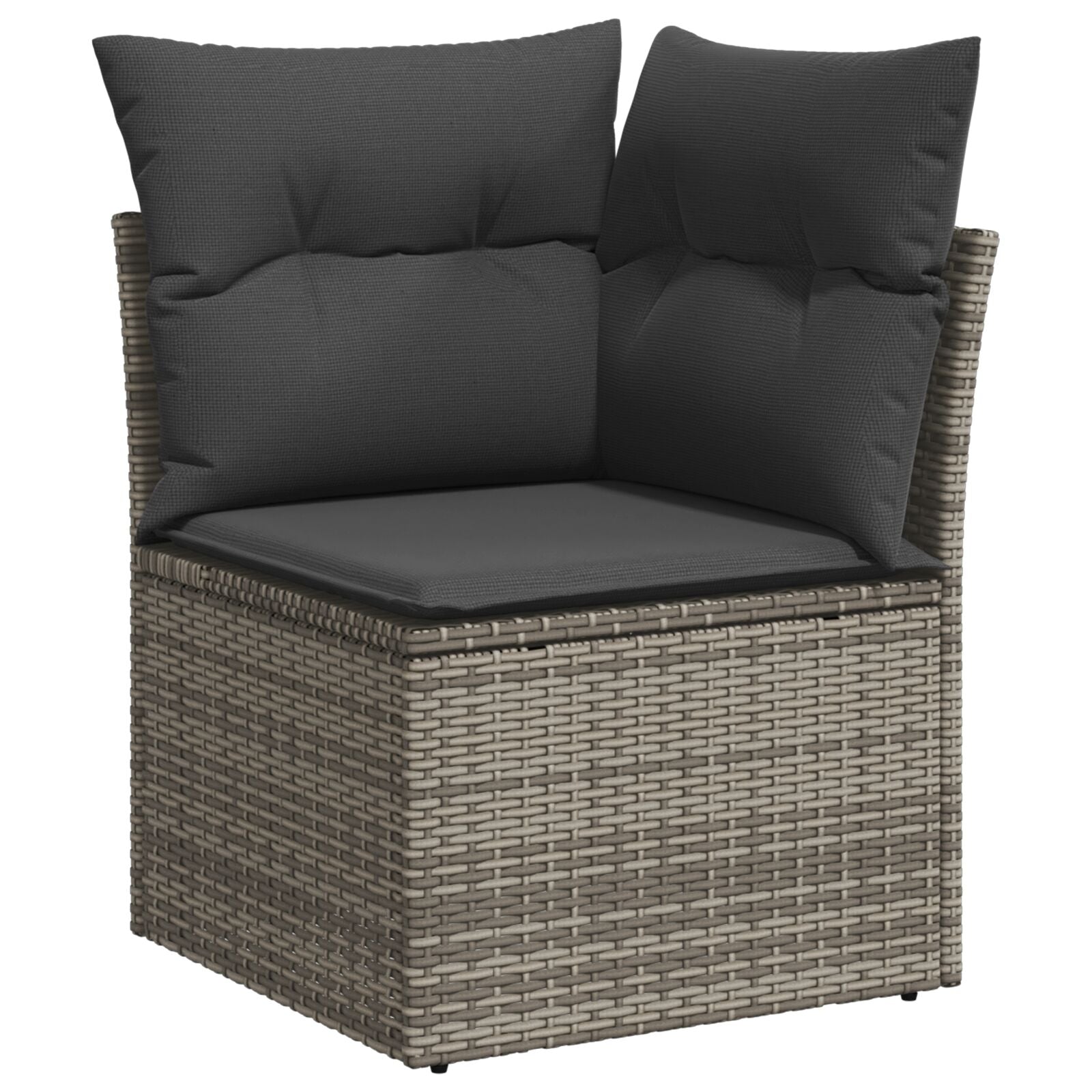 10-teiliges Garten Esstisch Set mit Kissen Grau Poly Rattan Akazie