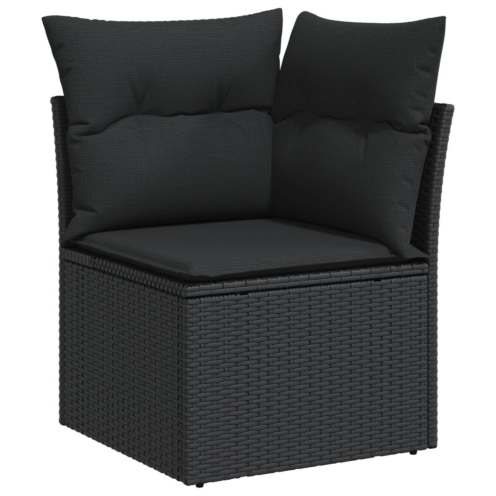 10-teilige Garten Essgruppe mit Kissen Schwarz Poly Rattan Akazie