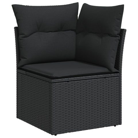 10-teilige Garten Essgruppe mit Kissen Schwarz Poly Rattan Akazie