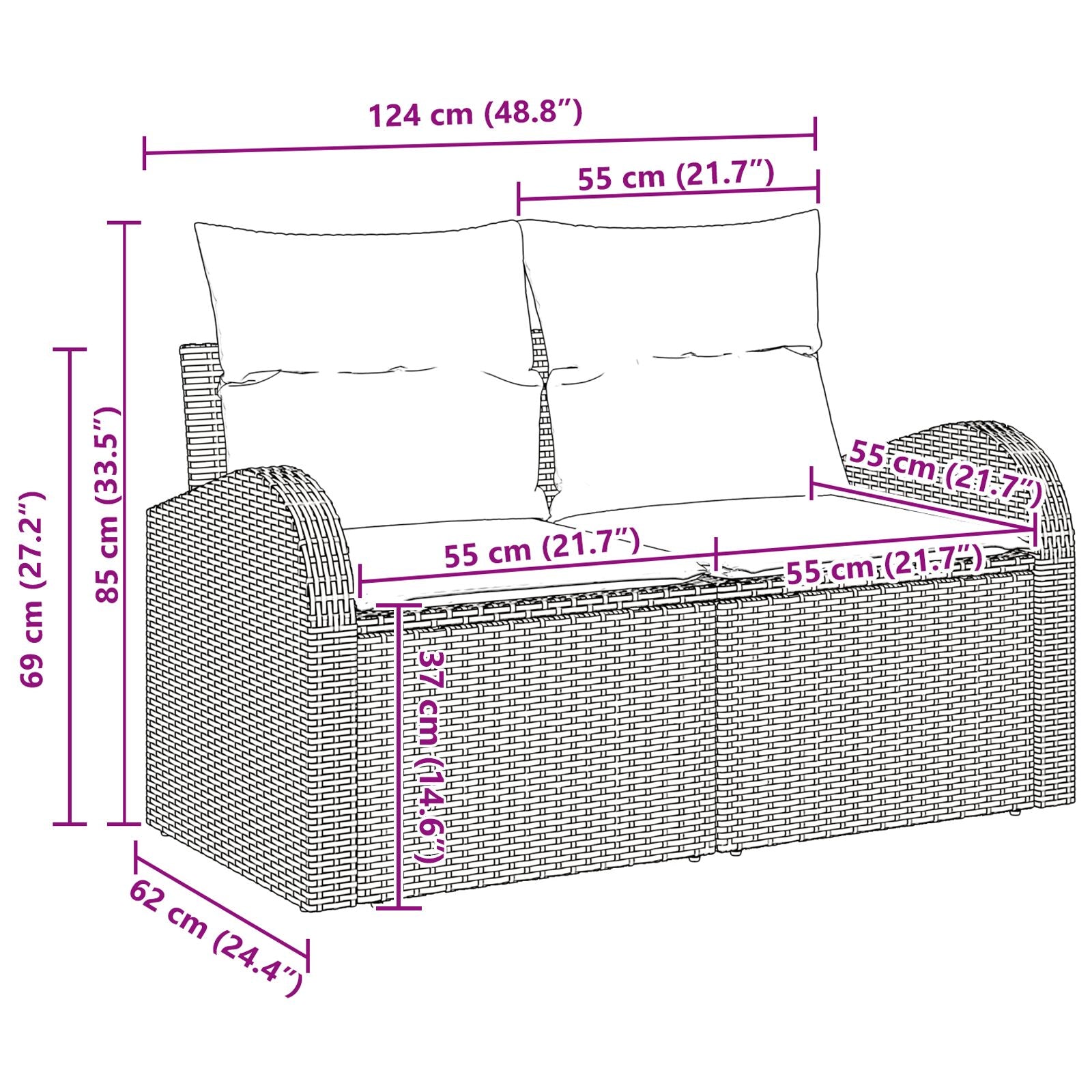 10-teiliges Garten Essgruppe mit Kissen Beige Poly Rattan Akazie