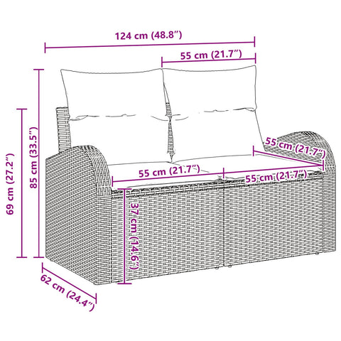 10-teiliges Garten Essgruppe mit Kissen Beige Poly Rattan Akazie