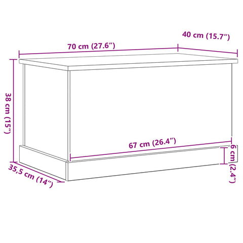 Aufbewahrungsbox Schwarzes Eichenholz 70x40x38 cm Ingenieurholz