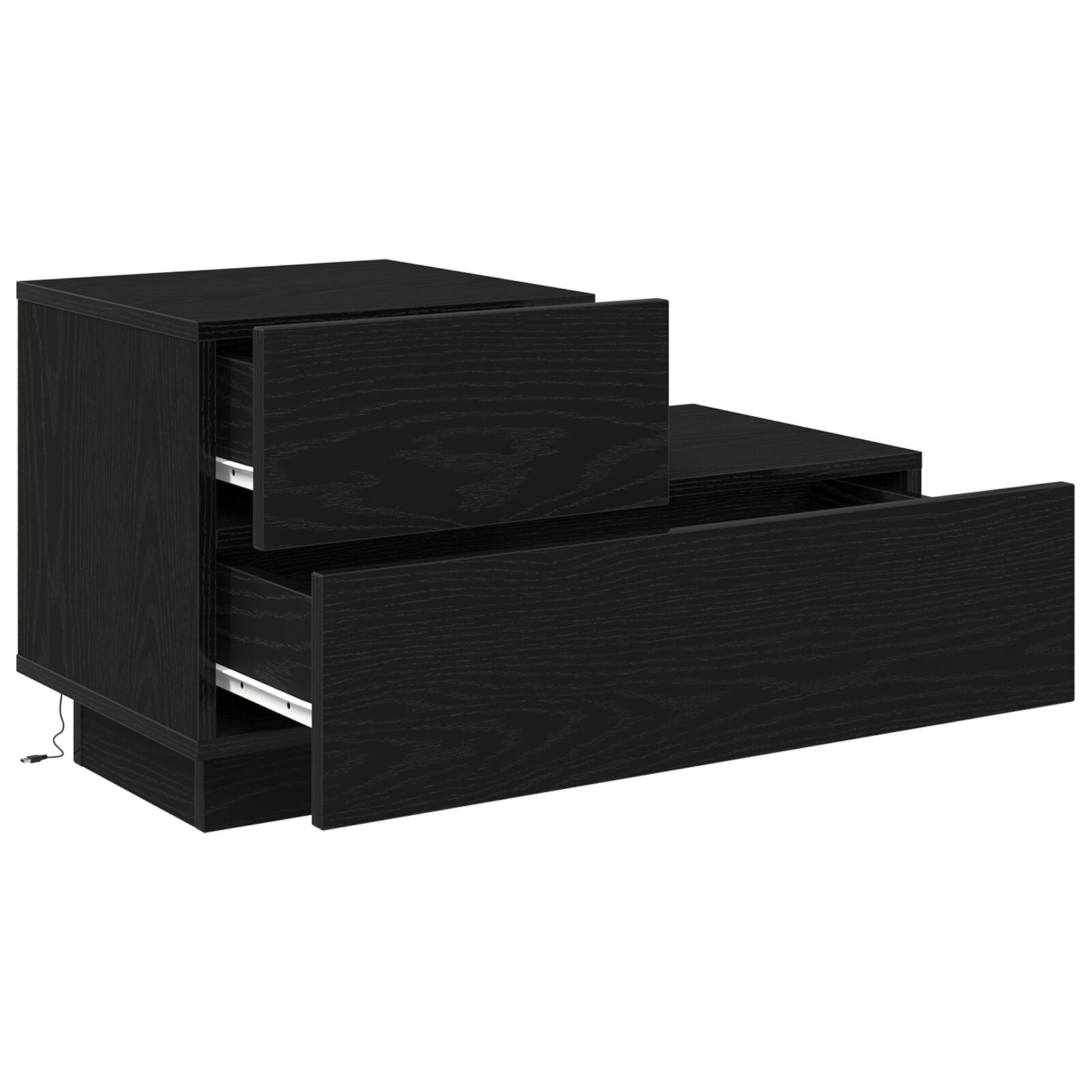 Nachttisch mit LED-Lichtern Schwarz Eiche 70 x 36 x 40,5 cm
