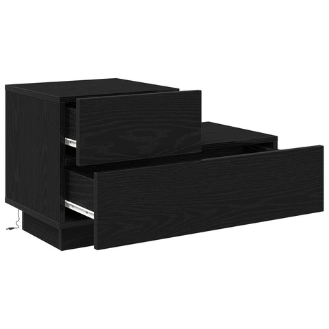 Nachttisch mit LED-Lichtern Schwarz Eiche 70 x 36 x 40,5 cm