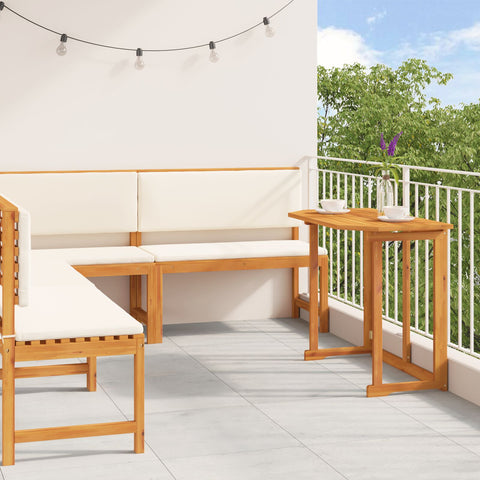4-teiliges Garten-Essbereich-Set mit Kissen aus massivem Akazienholz