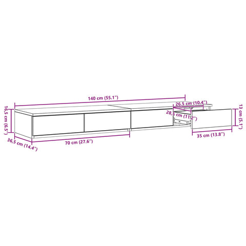 Nachttisch Sonoma Eiche Holzwerkstoff 140 x 36,5 x 16,5 cm