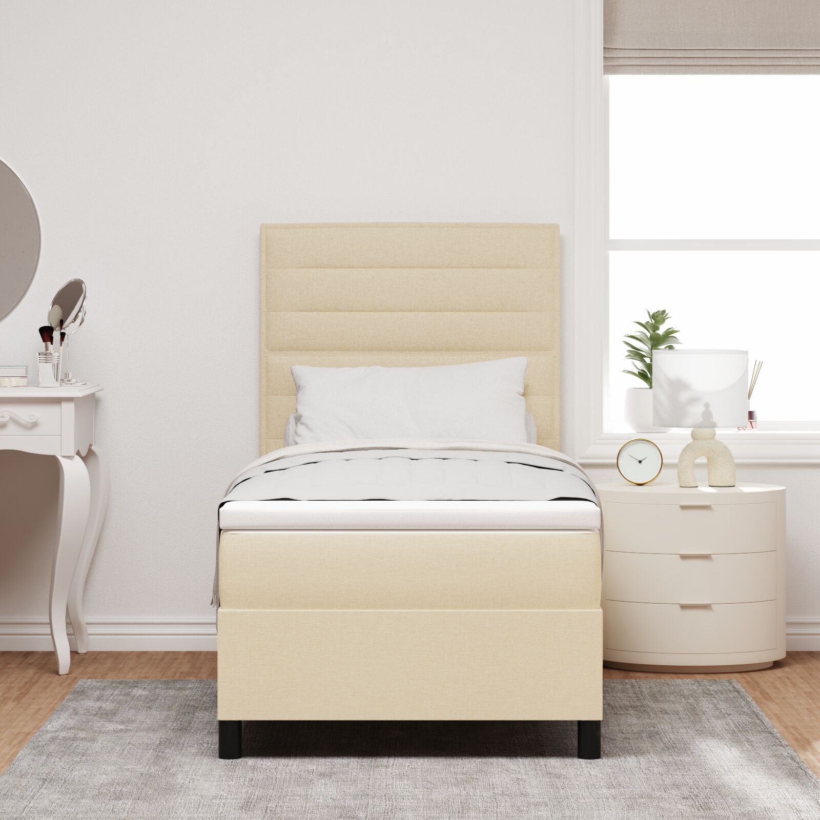Beige Boxspringbett mit Matratze 80x200 cm