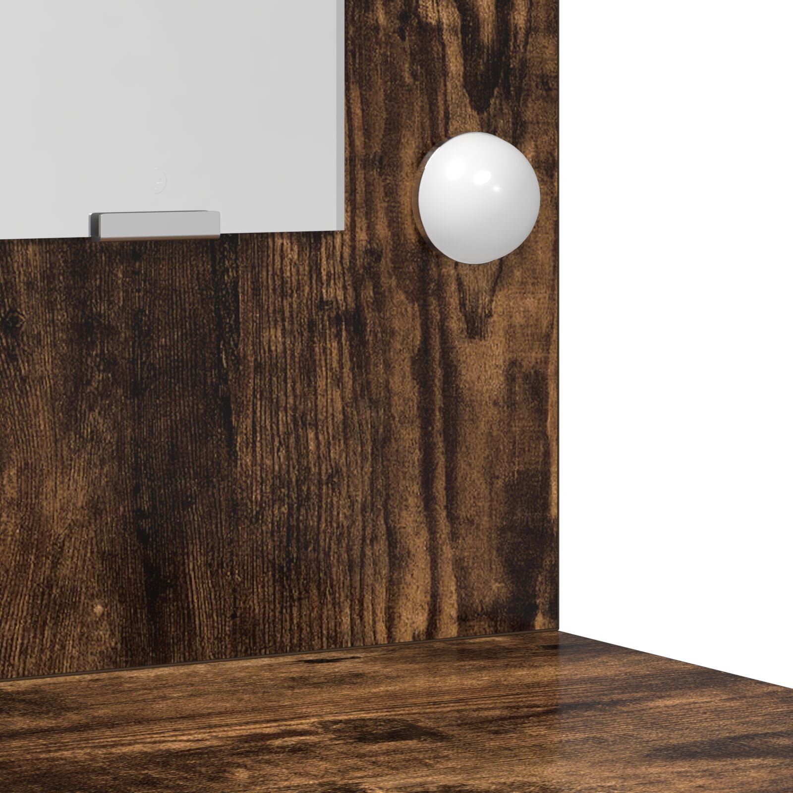 2-tlg. Schminktisch-Set mit LED-Leuchten Räuchereiche