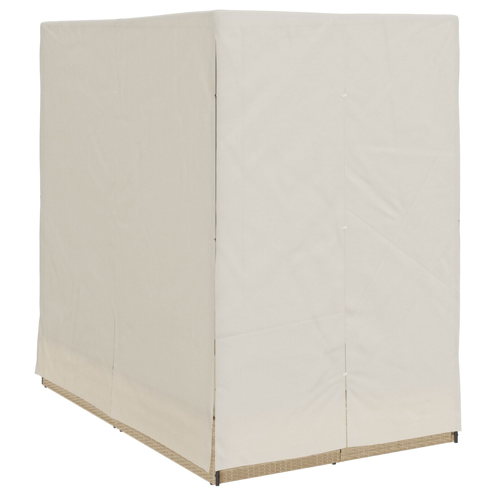 Doppellounger mit Dach und Vorhängen in Beige aus Poly Rattan