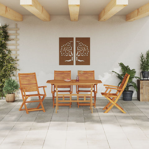 5-teiliges Garten-Diningset aus solidem Akazienholz