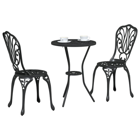3-teiliges Garten-Bistro-Set Schwarz Gusseisen