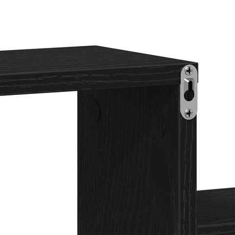 Wandregal schwarz Eiche 80x15x78,5 cm Technik Holz