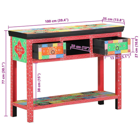 Konsolentisch bunt 100x30x75 cm aus Massivholz Mango